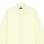 JOSEPH HOMME Mens Yellow & White Stripe Shirt L Classic Button Shirt Cotton