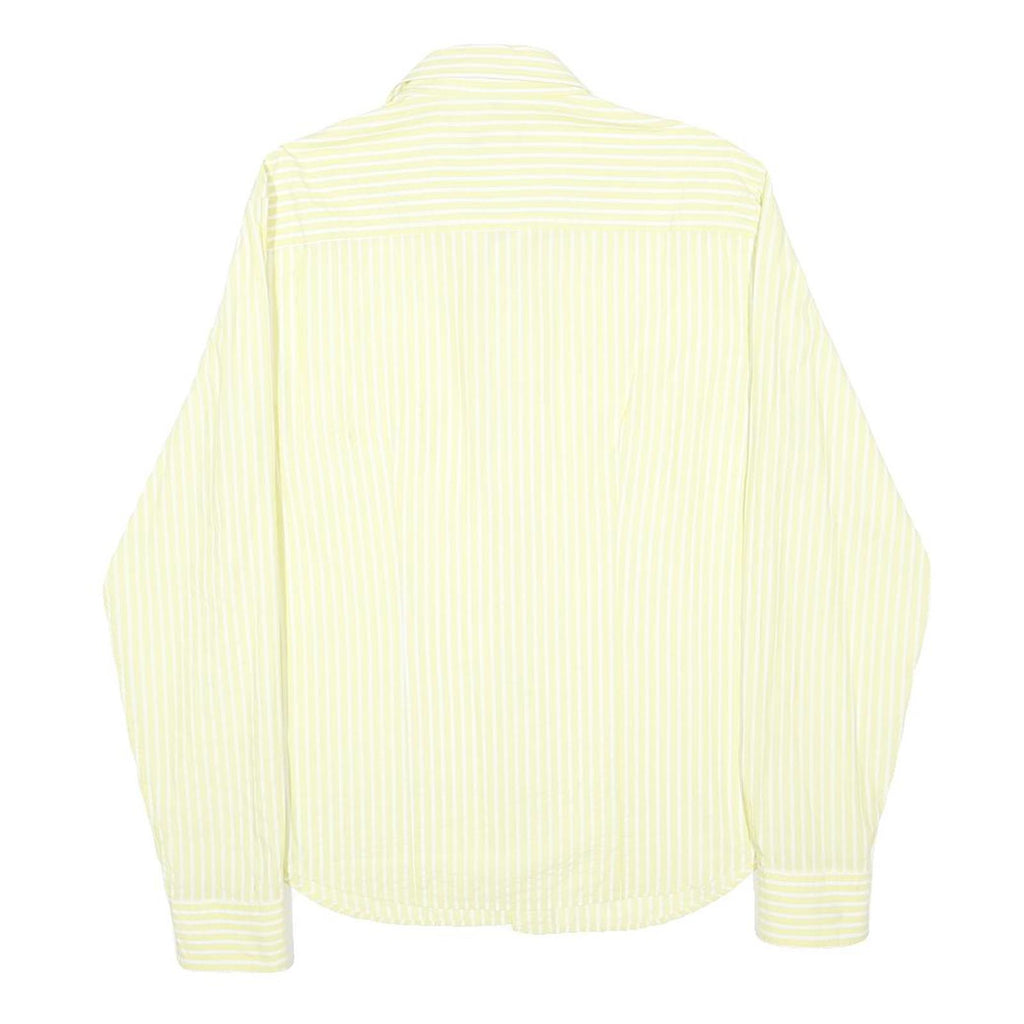 JOSEPH HOMME Mens Yellow & White Stripe Shirt L Classic Button Shirt Cotton