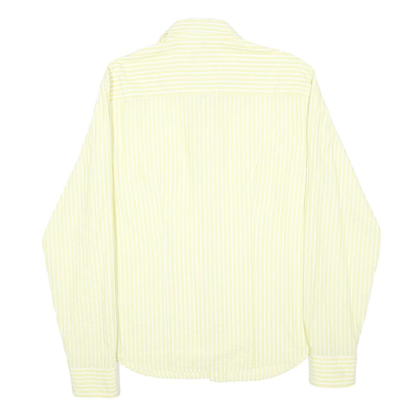 JOSEPH HOMME Mens Yellow & White Stripe Shirt L Classic Button Shirt Cotton