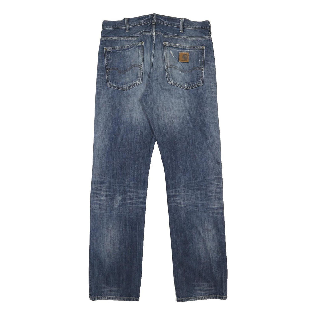 CARHARTT Mens Blue Regular Straight Denim Medium W32 L34 Cotton Button Jeans