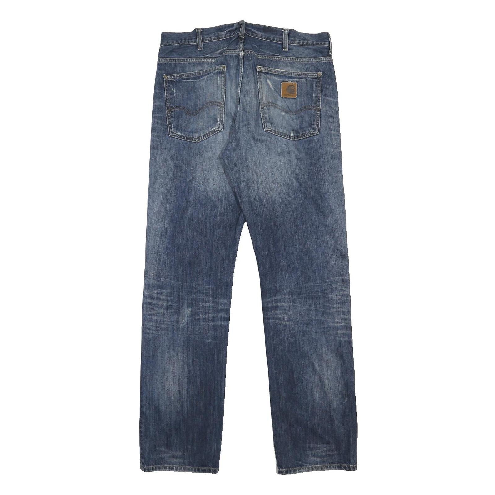 CARHARTT Mens Blue Regular Straight Denim Medium W32 L34 Cotton Button Jeans
