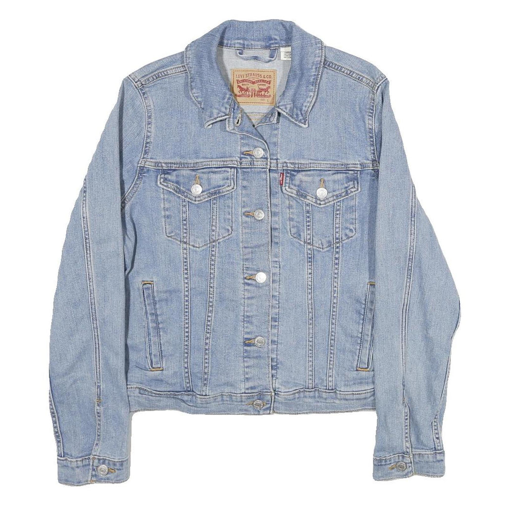 LEVI'S Womens Blue Denim Jacket L Cotton Button Front Classic Fit Casual