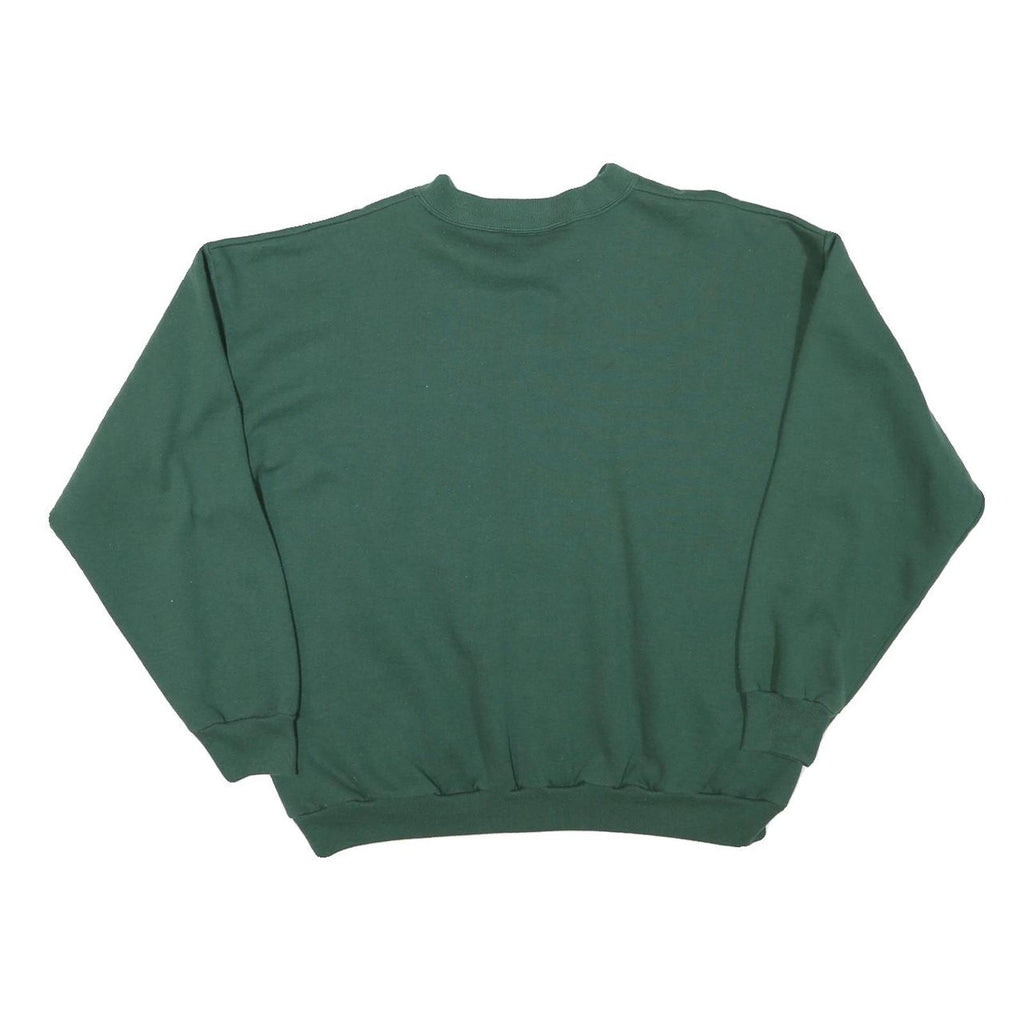 CHEEKO Womens Green Button Up Plain Crew Neck Basic Knit L Jumper Embroidered