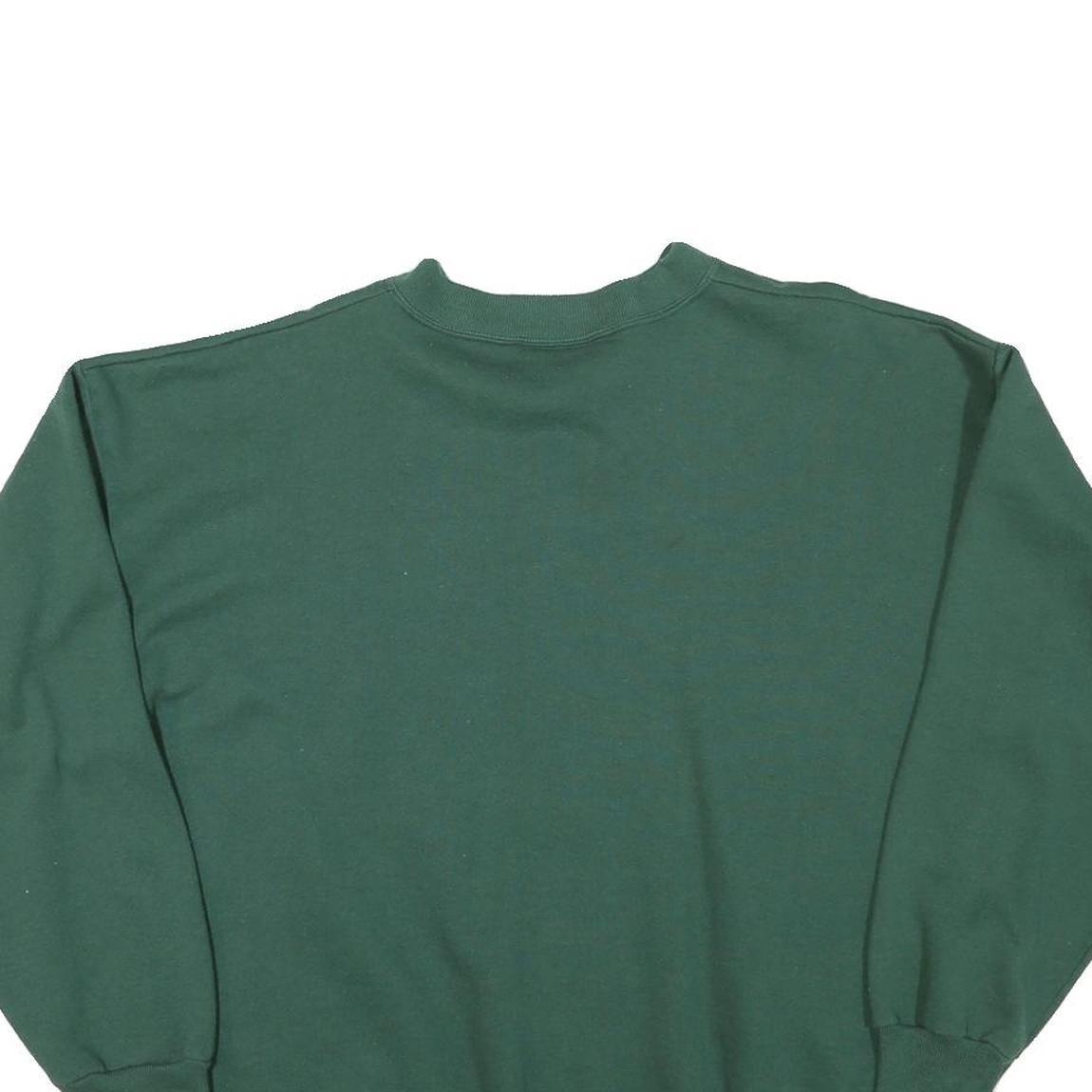 CHEEKO Womens Green Button Up Plain Crew Neck Basic Knit L Jumper Embroidered