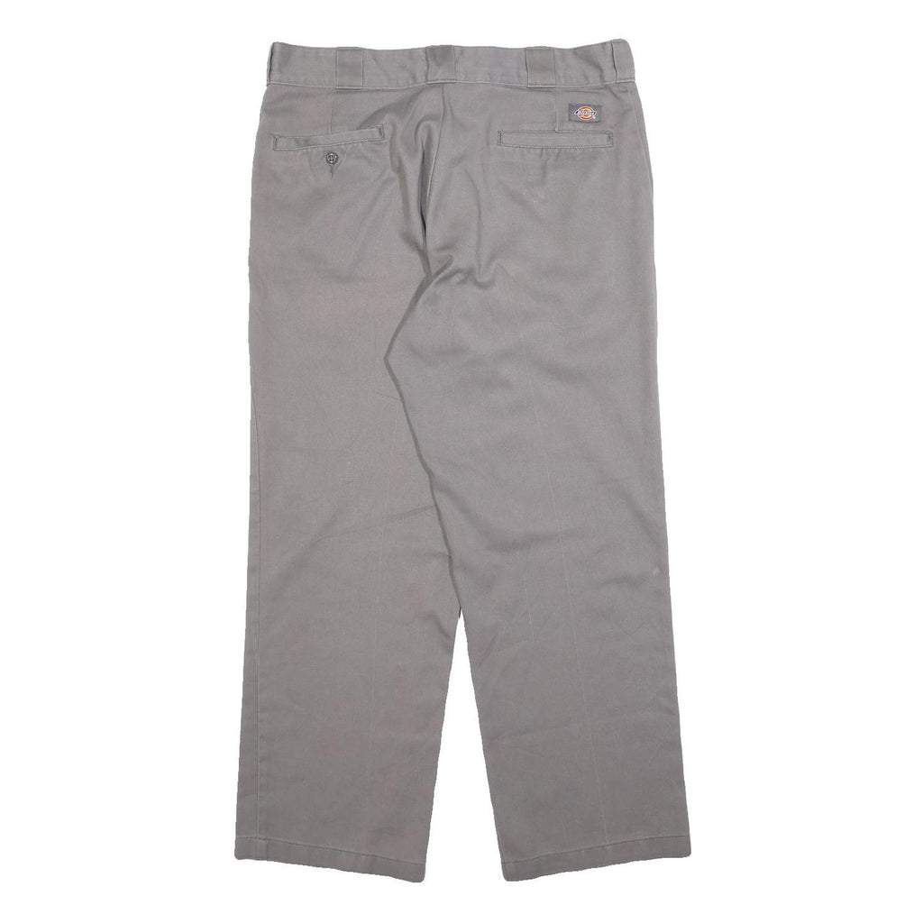 DICKIES Mens Regular Grey Cotton Blend Trousers W34 L29 Workwear Zip Closure