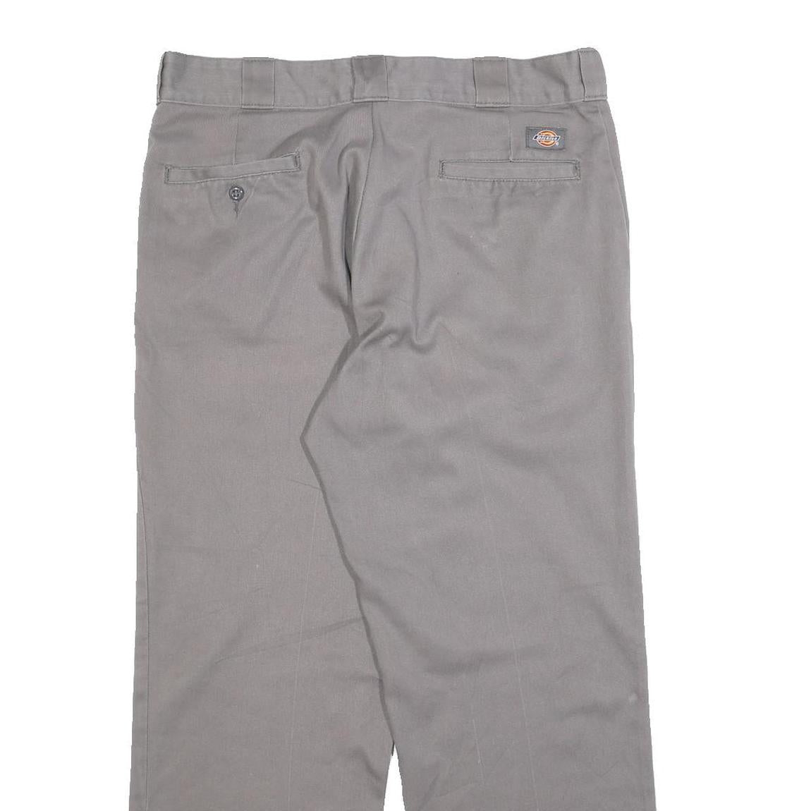 DICKIES Mens Regular Grey Cotton Blend Trousers W34 L29 Workwear Zip Closure
