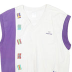 PUMA Mens White & Purple Davis Cup Sleeveless Sweatshirt M Cotton Blend V-Neck
