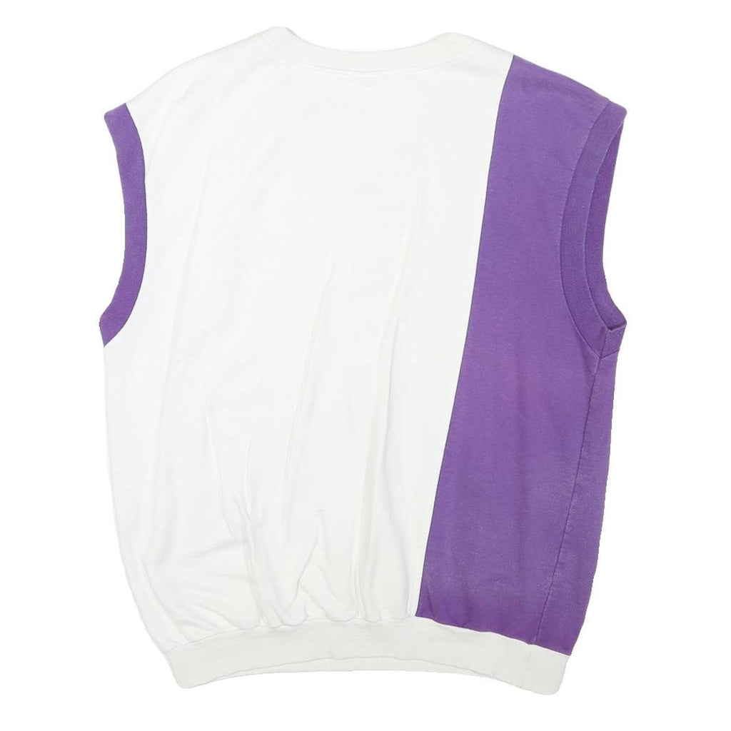 PUMA Mens White & Purple Davis Cup Sleeveless Sweatshirt M Cotton Blend V-Neck
