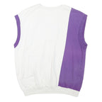 PUMA Mens White & Purple Davis Cup Sleeveless Sweatshirt M Cotton Blend V-Neck