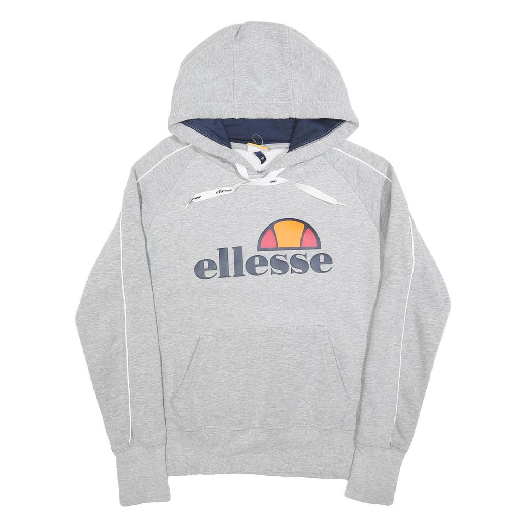 ELLESSE Womens Grey Pullover Hoodie UK 10 Cotton Blend Sport Casual Sweatshirt