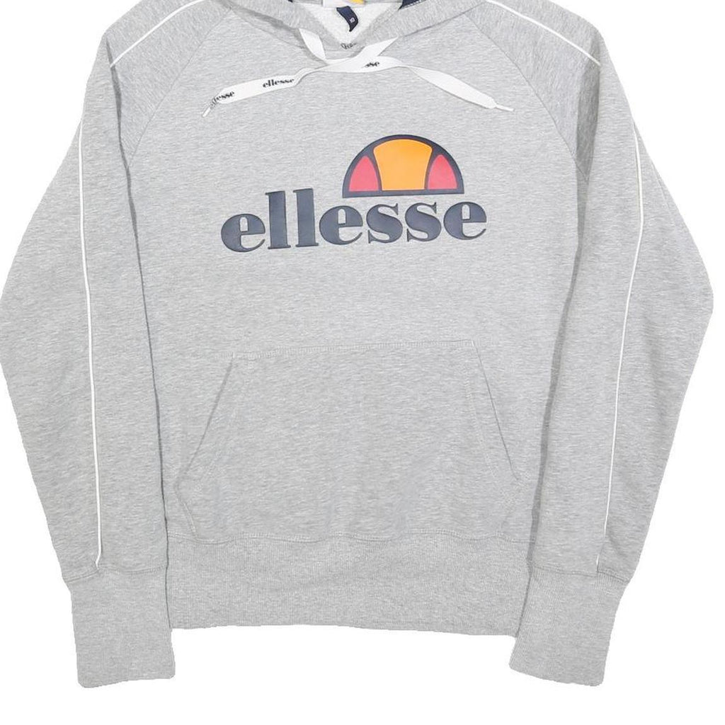 ELLESSE Womens Grey Pullover Hoodie UK 10 Cotton Blend Sport Casual Sweatshirt