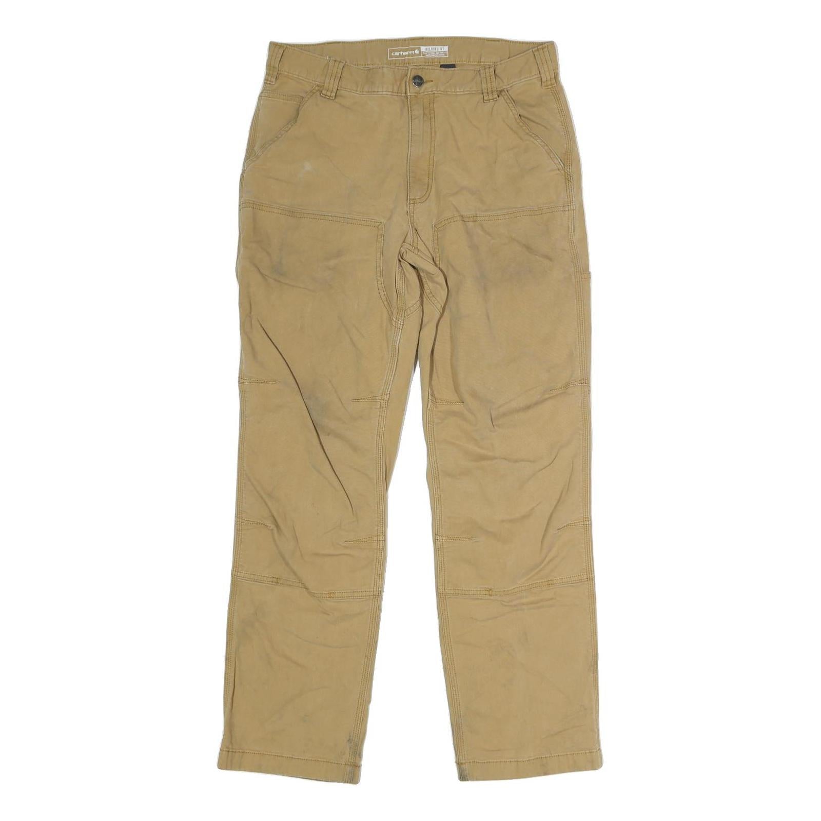CARHARTT Mens Cotton Beige Regular Straight Trousers W34 L30 Workwear Durable