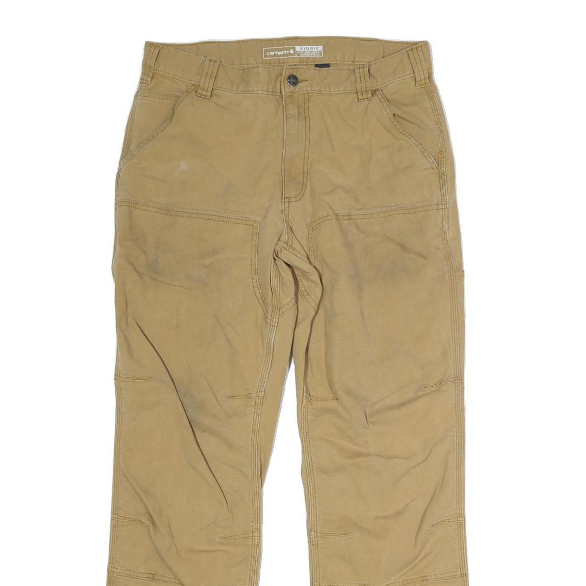 CARHARTT Mens Cotton Beige Regular Straight Trousers W34 L30 Workwear Durable
