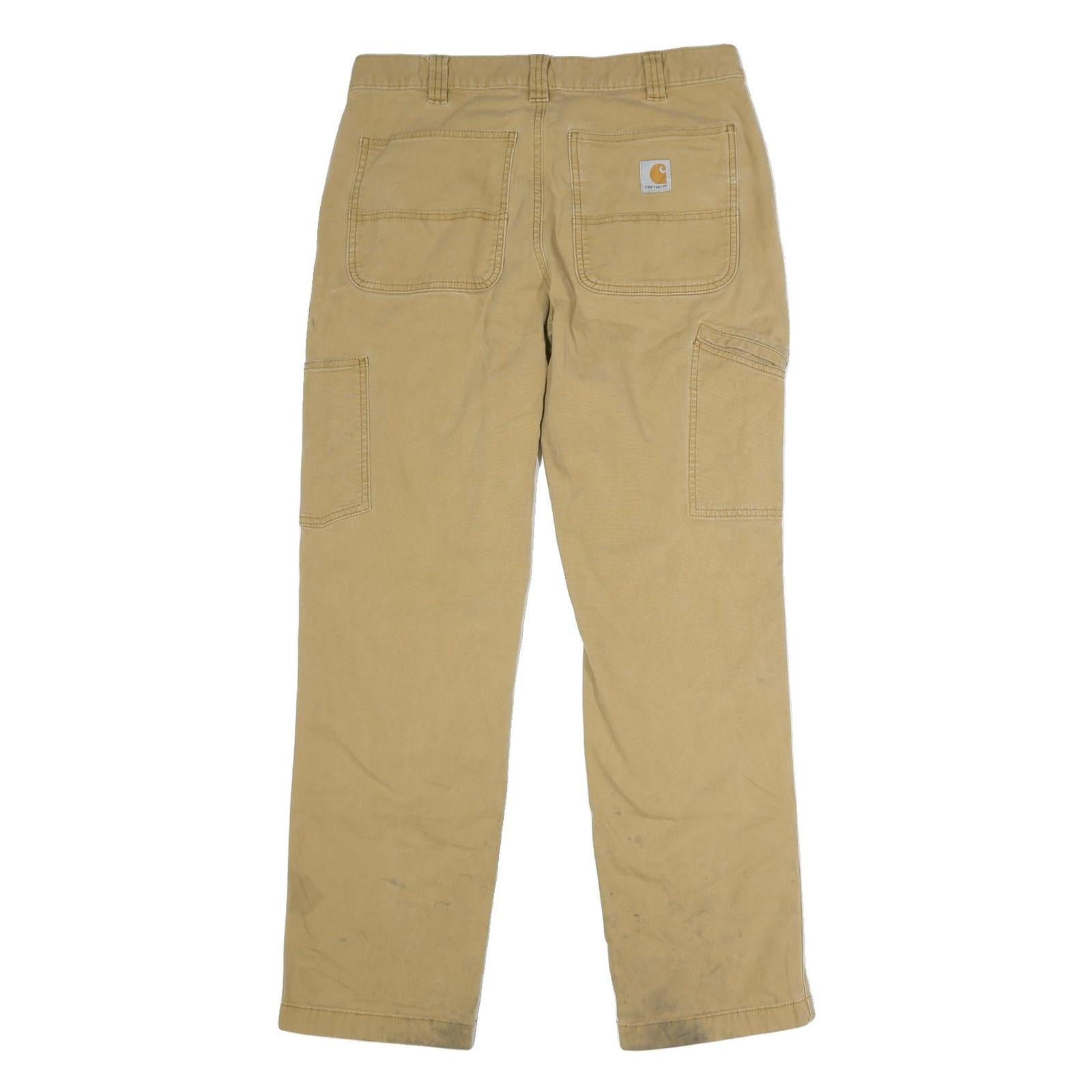 CARHARTT Mens Cotton Beige Regular Straight Trousers W34 L30 Workwear Durable