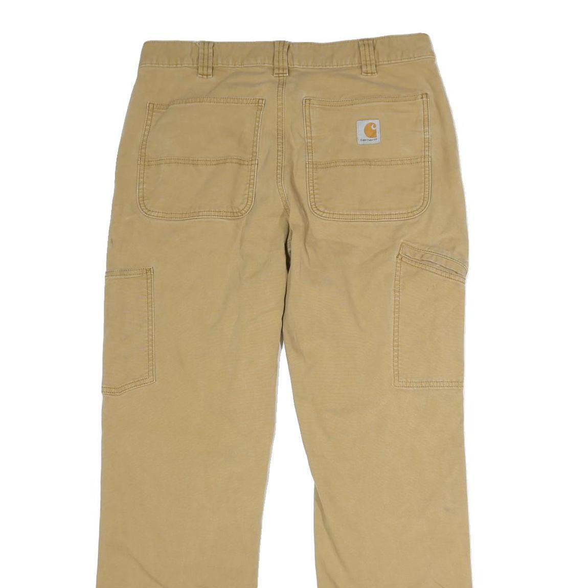 CARHARTT Mens Cotton Beige Regular Straight Trousers W34 L30 Workwear Durable