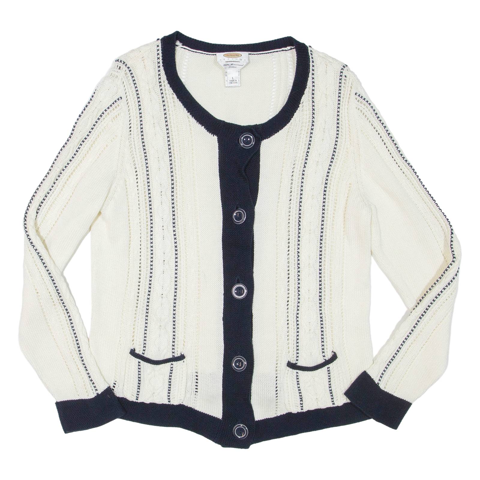 TALBOTS Womens Cardigan Cream Tight Knit L