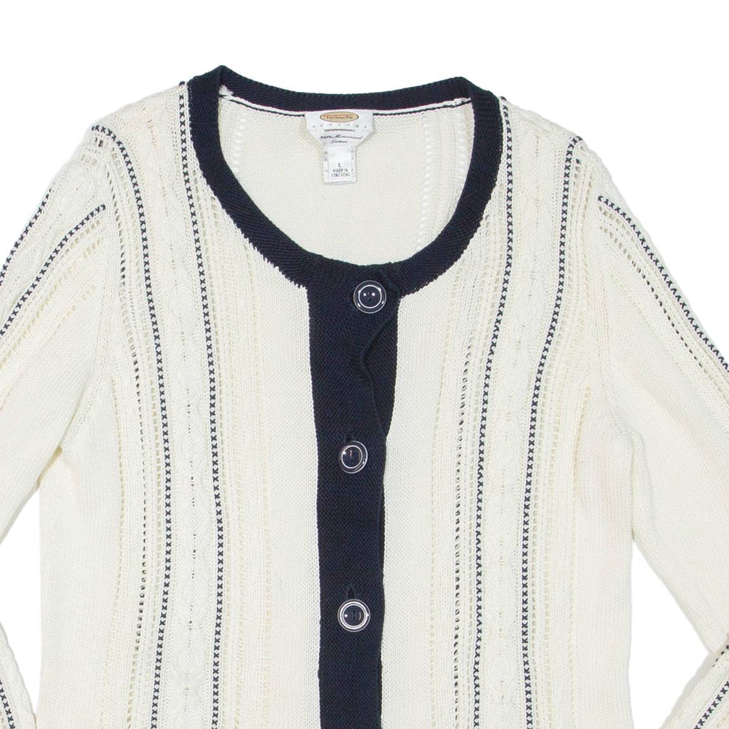 TALBOTS Womens Cardigan Cream Tight Knit L