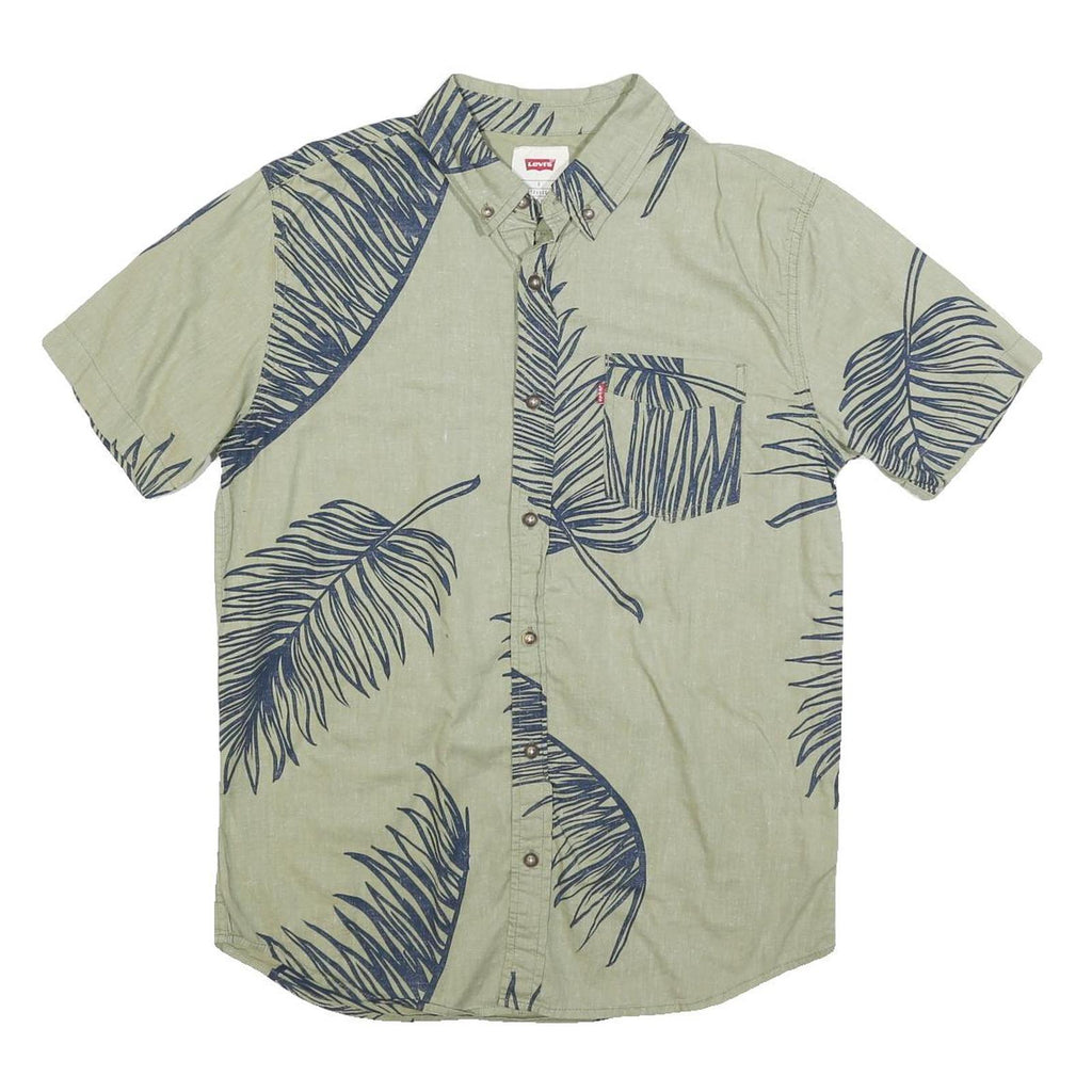 LEVI'S Mens Green & Blue Cotton Short Sleeve Shirt S Tropical Print