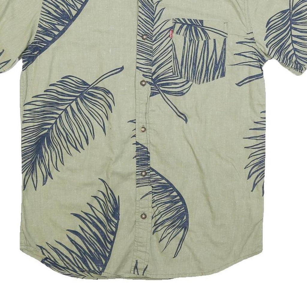 LEVI'S Mens Green & Blue Cotton Short Sleeve Shirt S Tropical Print