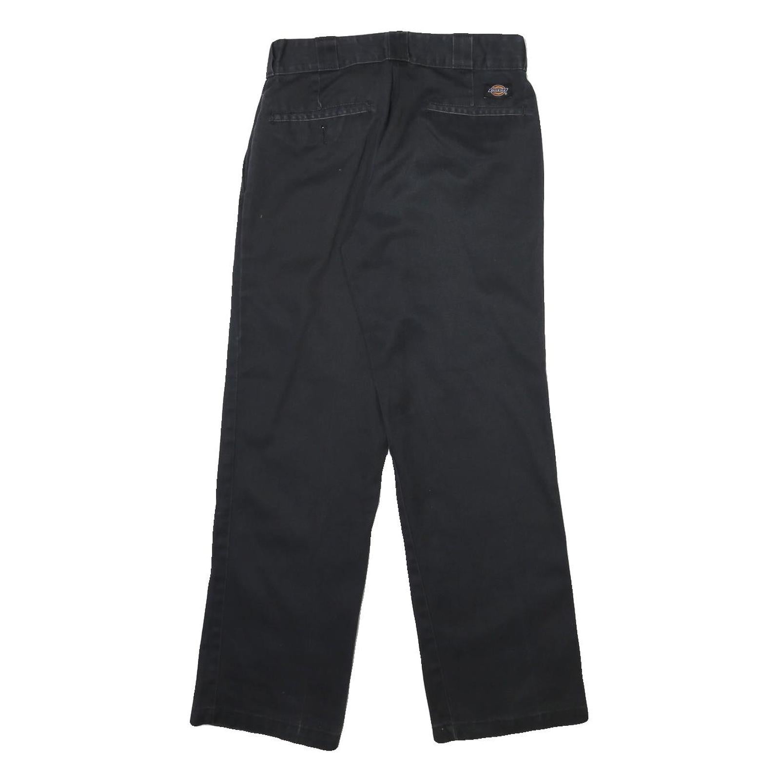 DICKIES Mens Cotton Blend Black Regular Fit Straight Leg Trousers W30 L29