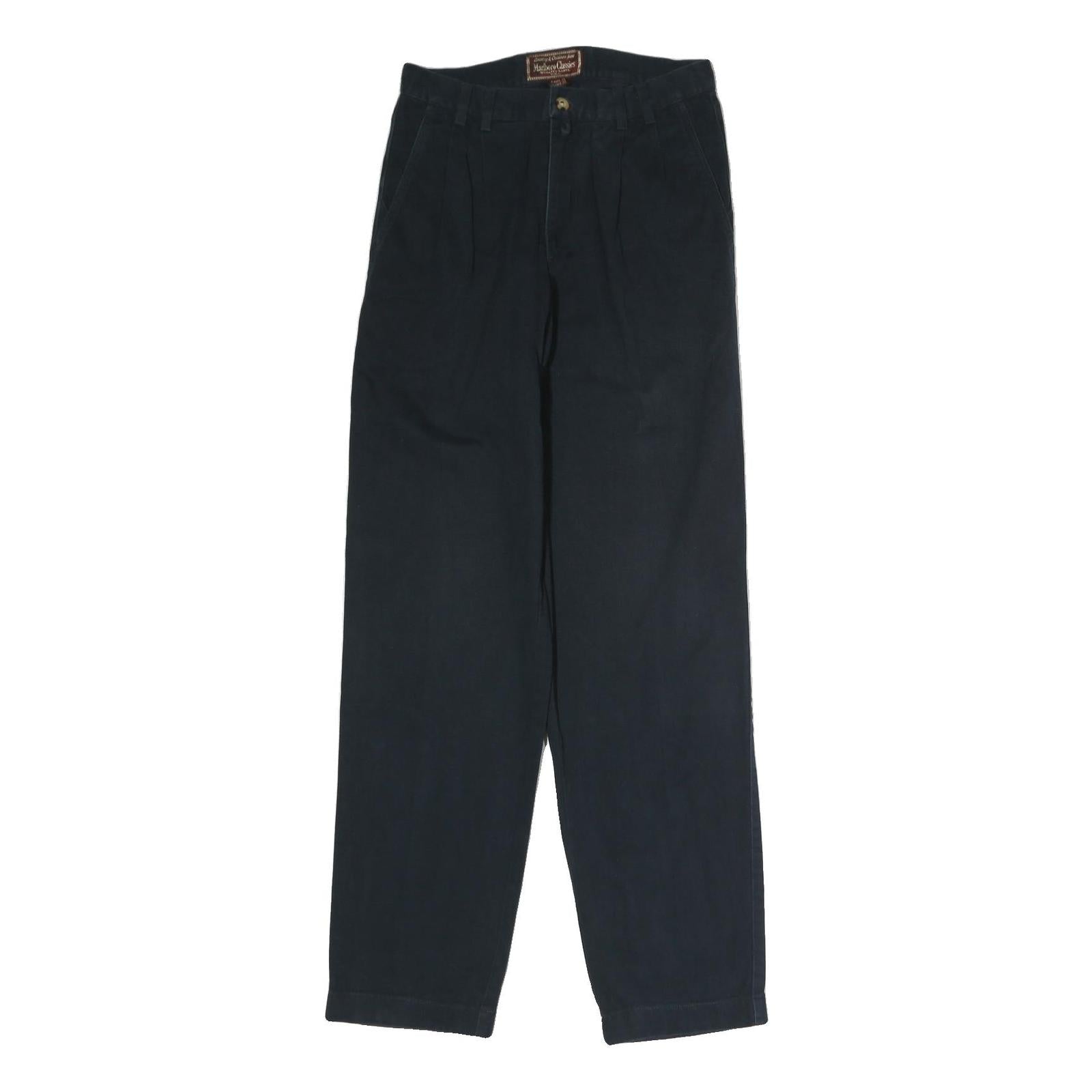 MALBORO CLASSICS Mens Cotton Black Regular Fit Straight Trousers W28 L33 Casual