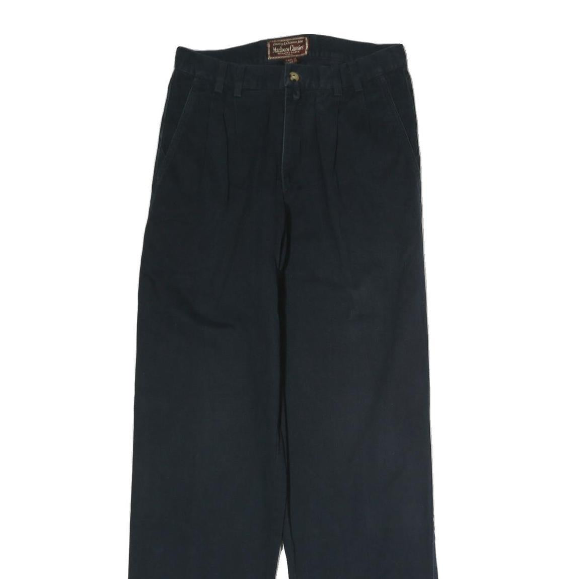 MALBORO CLASSICS Mens Cotton Black Regular Fit Straight Trousers W28 L33 Casual