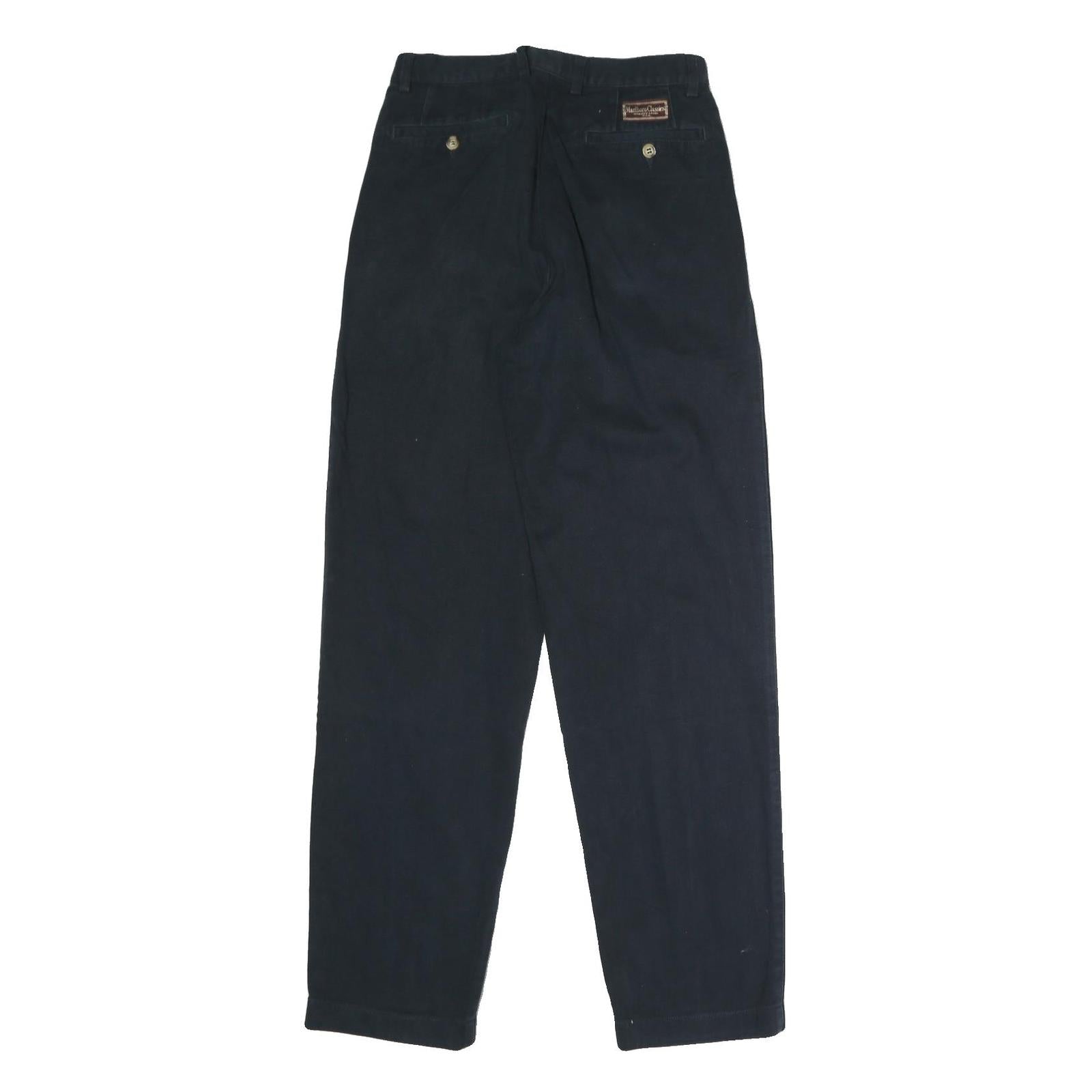 MALBORO CLASSICS Mens Cotton Black Regular Fit Straight Trousers W28 L33 Casual