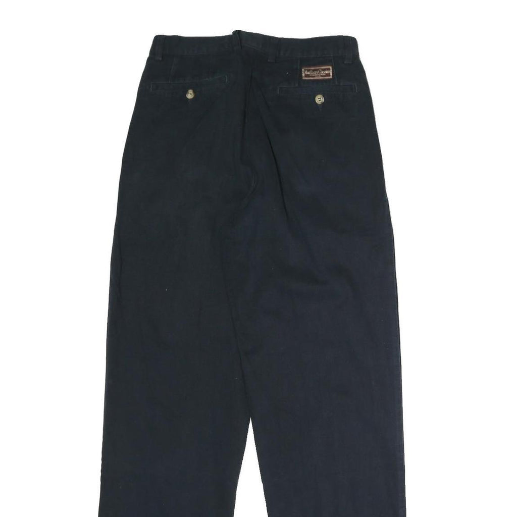 MALBORO CLASSICS Mens Cotton Black Regular Fit Straight Trousers W28 L33 Casual