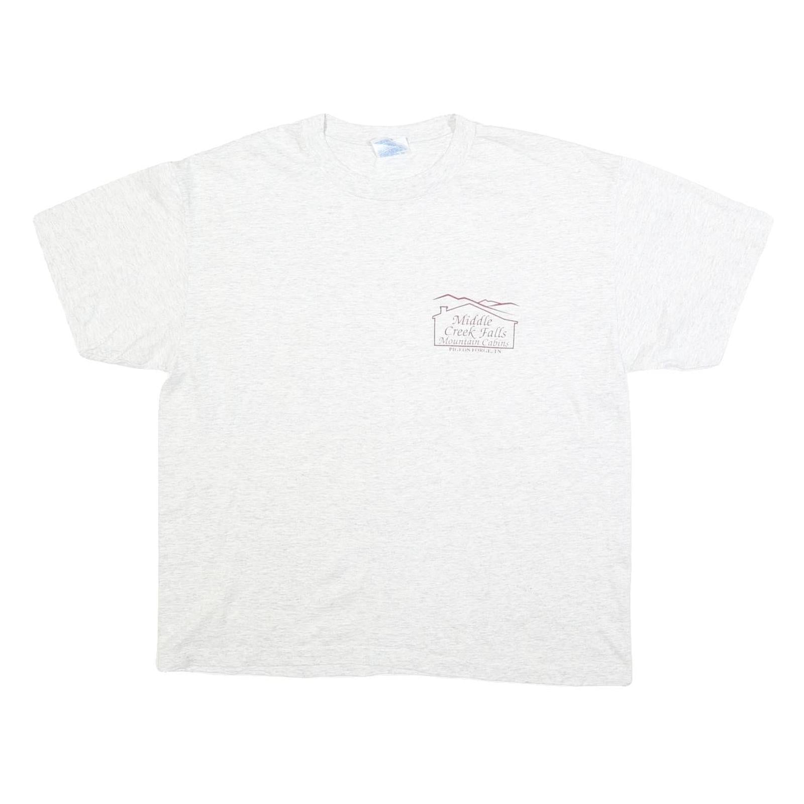 HANES Mens White Mountain Cabins Graphic T-Shirt L Short Sleeve Crew Neck Cabin