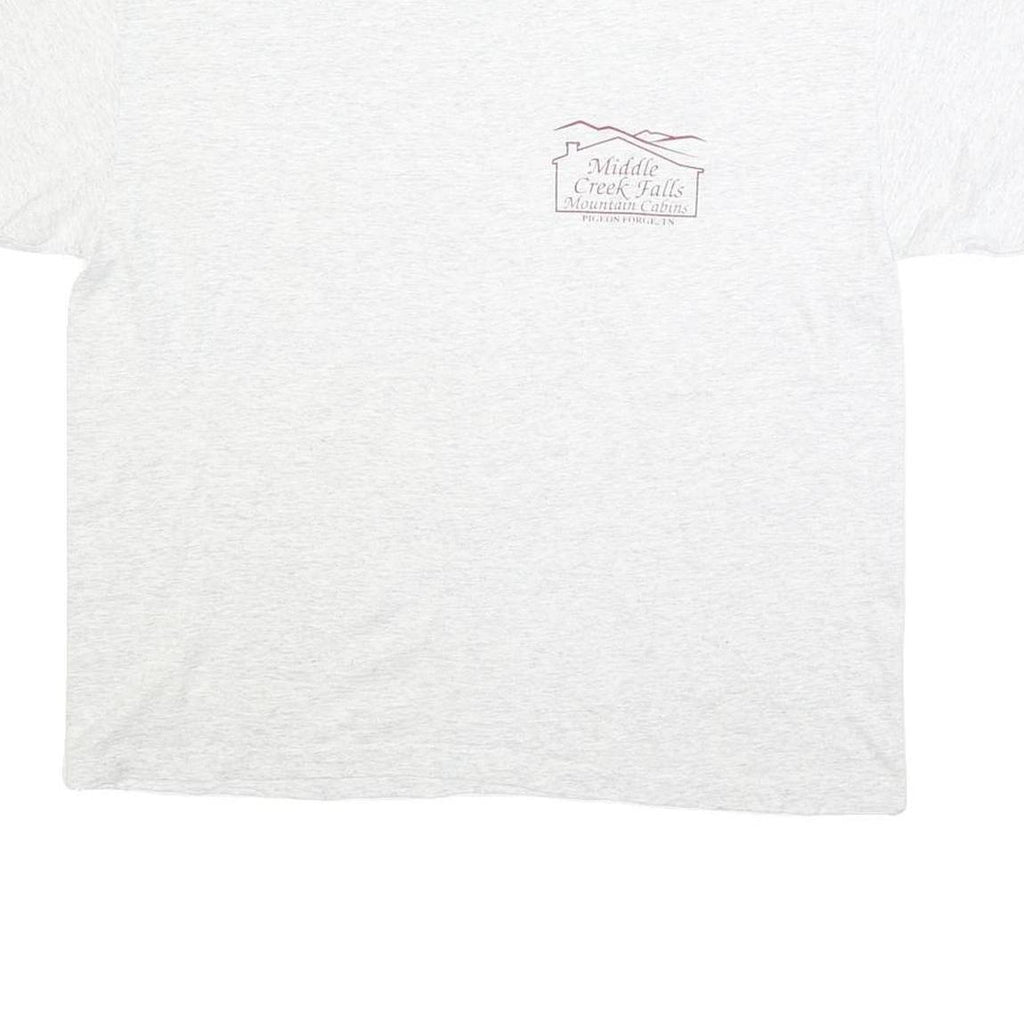 HANES Mens White Mountain Cabins Graphic T-Shirt L Short Sleeve Crew Neck Cabin