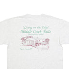 HANES Mens White Mountain Cabins Graphic T-Shirt L Short Sleeve Crew Neck Cabin