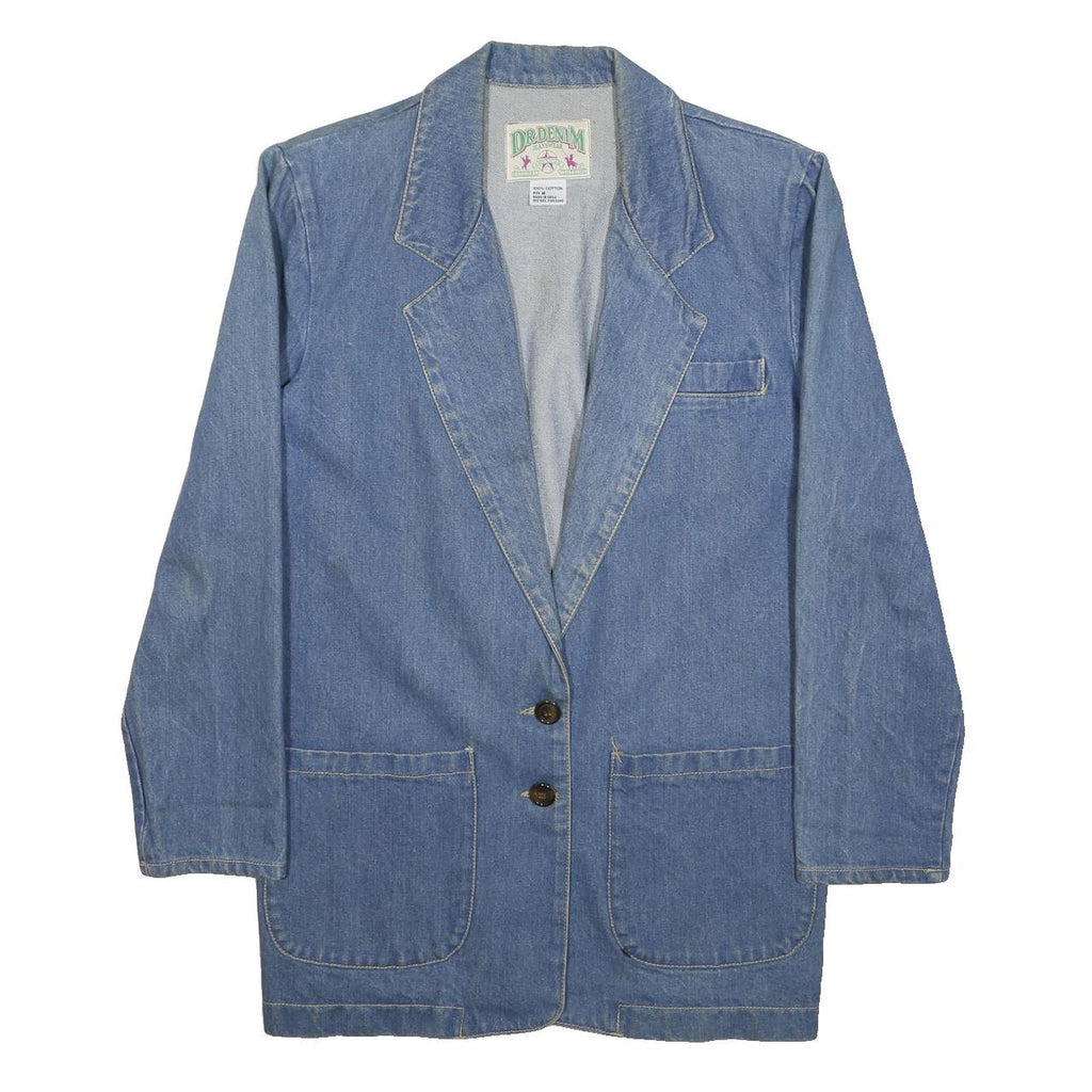 DR DENIM Womens Blue Denim Jacket M Cotton Button Plain Classic Fit Casual
