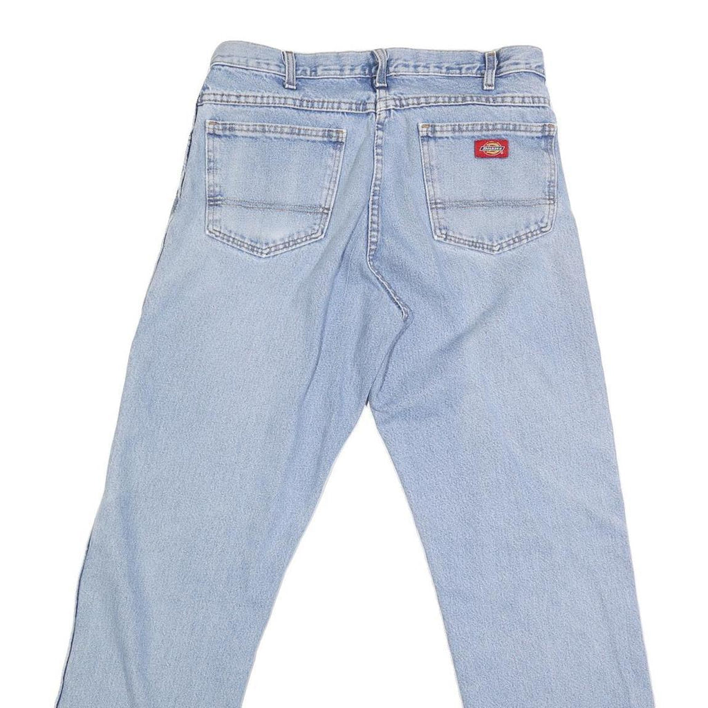 DICKIES Mens Jeans Blue Regular Straight Denim Light W32 L32 Zip Cotton Blend