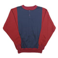 HALIFAX Mens Blue & Red Crew Neck L Colour Block Cotton Blend Sweatshirt