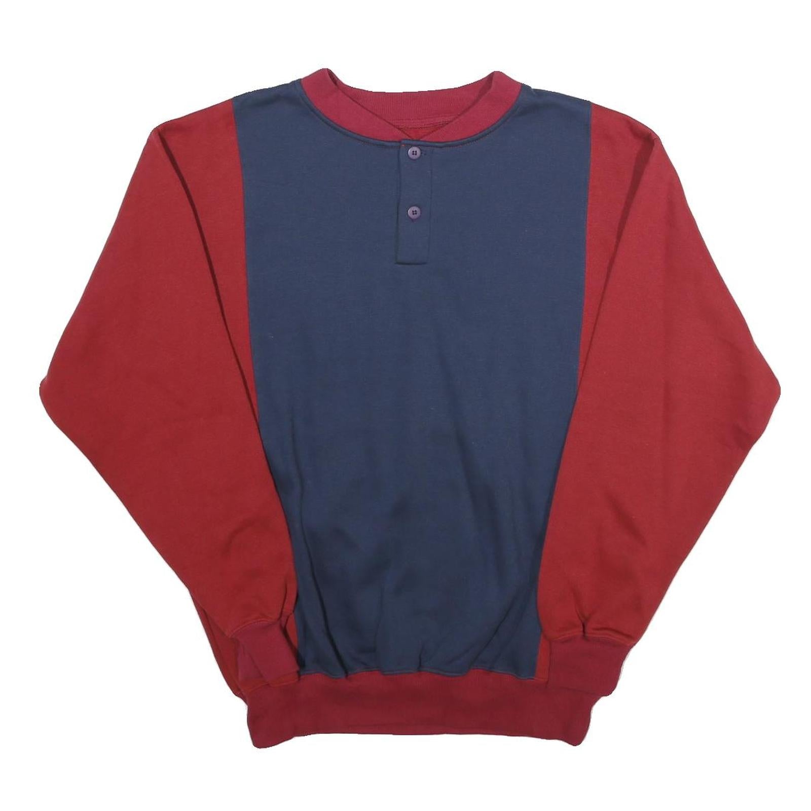 HALIFAX Mens Blue & Red Crew Neck L Colour Block Cotton Blend Sweatshirt
