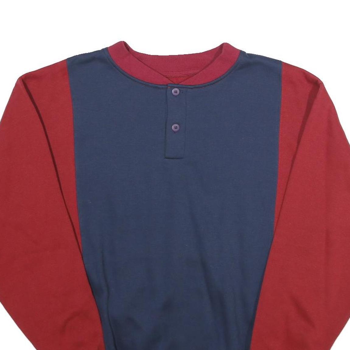 HALIFAX Mens Blue & Red Crew Neck L Colour Block Cotton Blend Sweatshirt