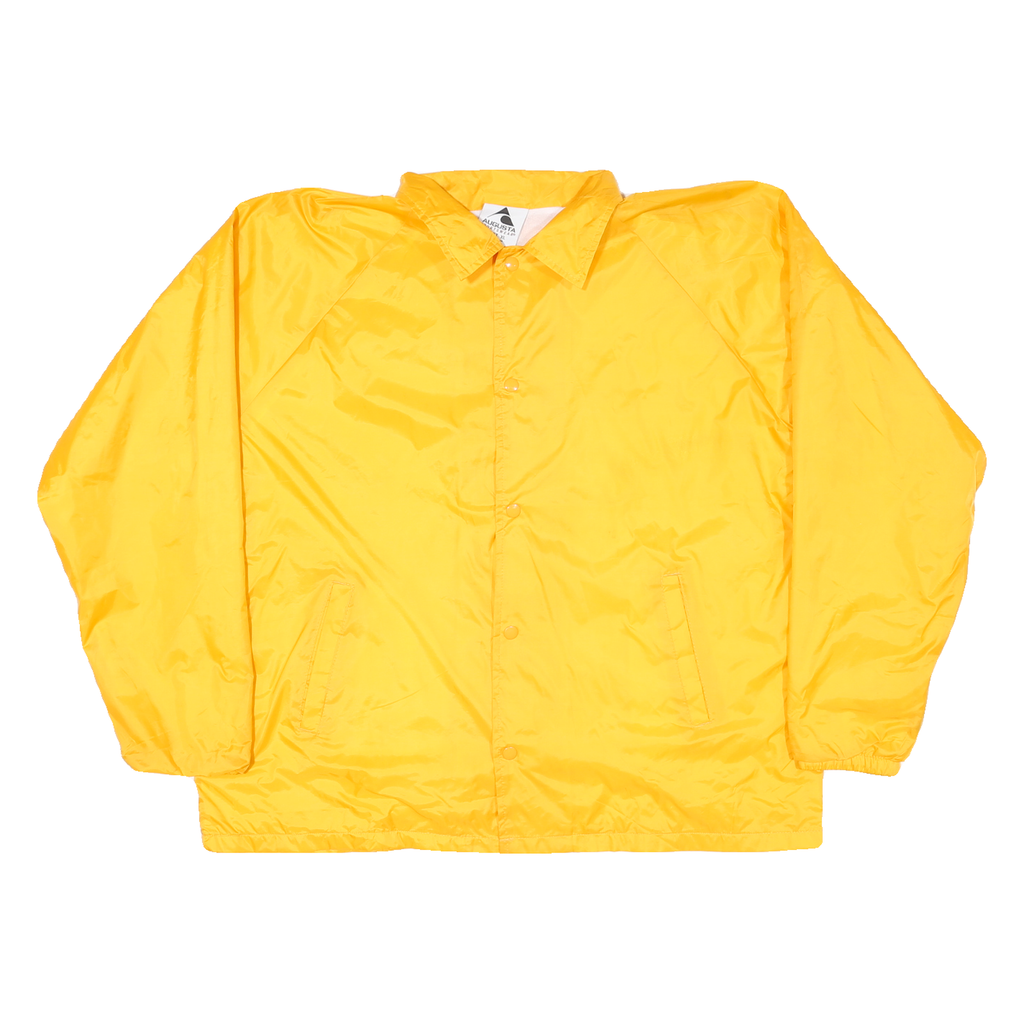 AUGUSTA Mens Yellow Nylon Coach Jacket XL Plain Button Closure Lightweight