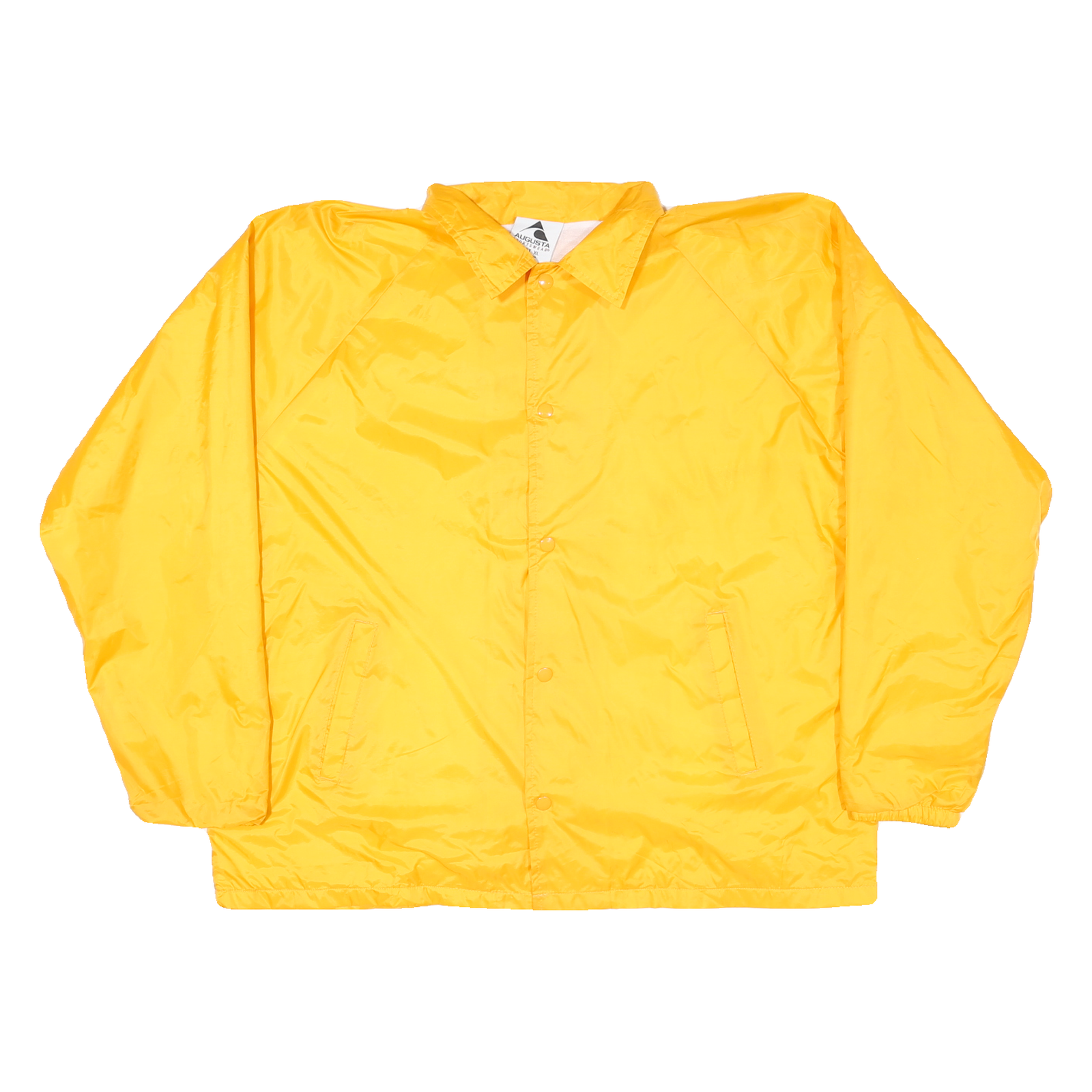 AUGUSTA Mens Yellow Nylon Coach Jacket XL Plain Button Closure Lightweight
