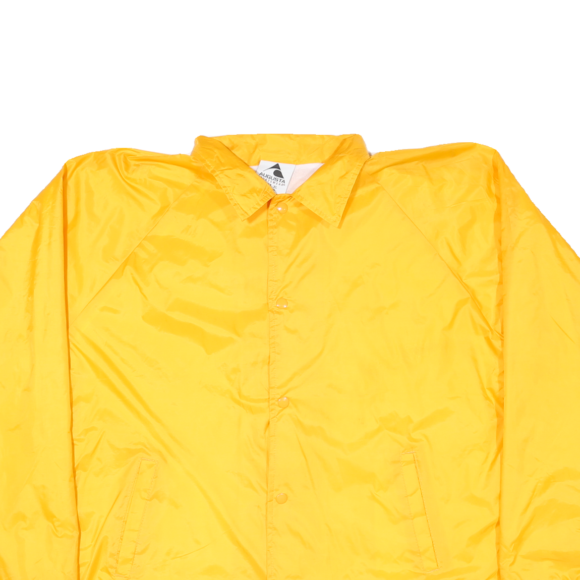 AUGUSTA Mens Yellow Nylon Coach Jacket XL Plain Button Closure Lightweight