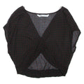 ZARA Womens Cropped Top Black V-Neck Spotted L