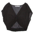 ZARA Womens Cropped Top Black V-Neck Spotted L