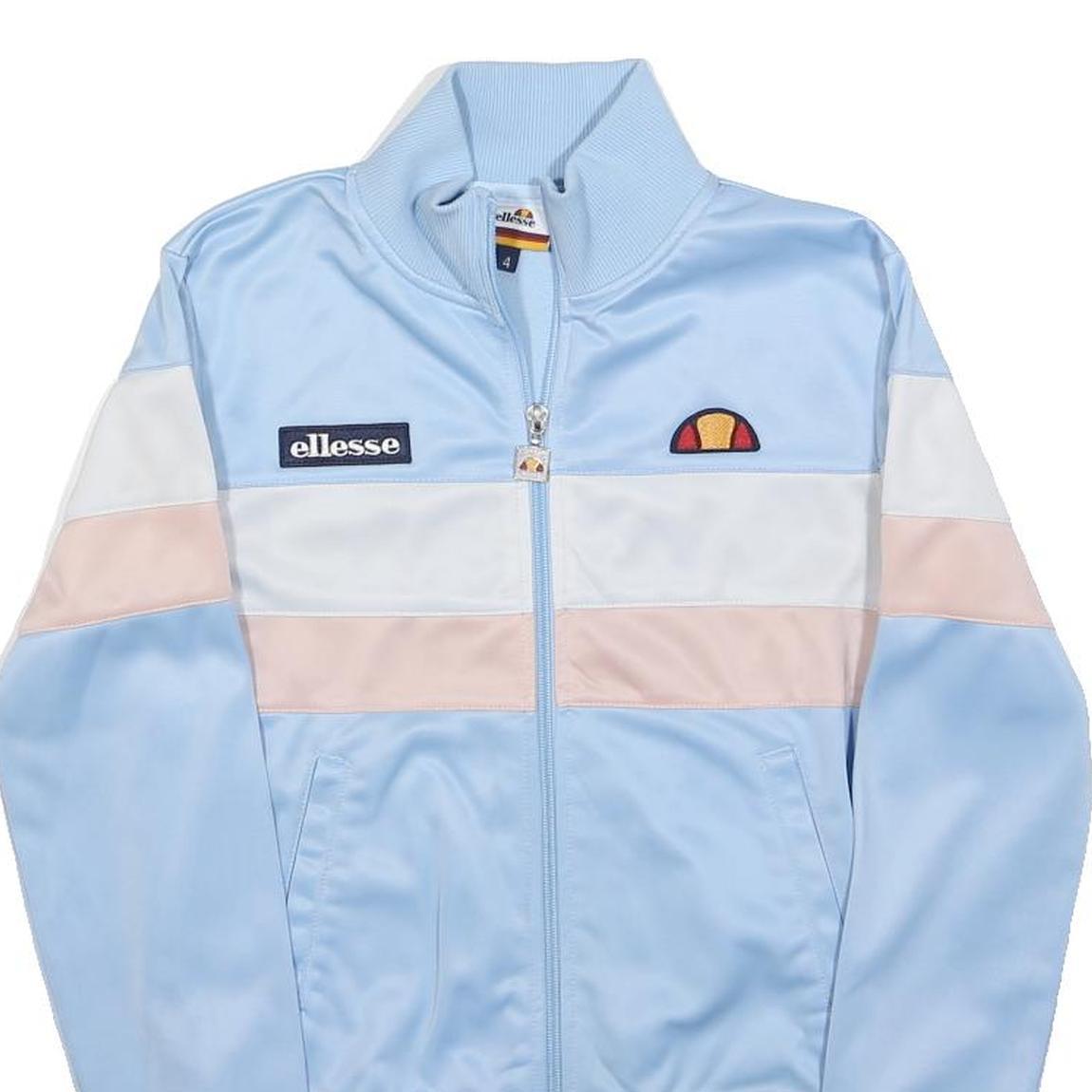 ELLESSE Womens Blue & Pink Track Jacket UK 4 Polyester Zip Sports Casual