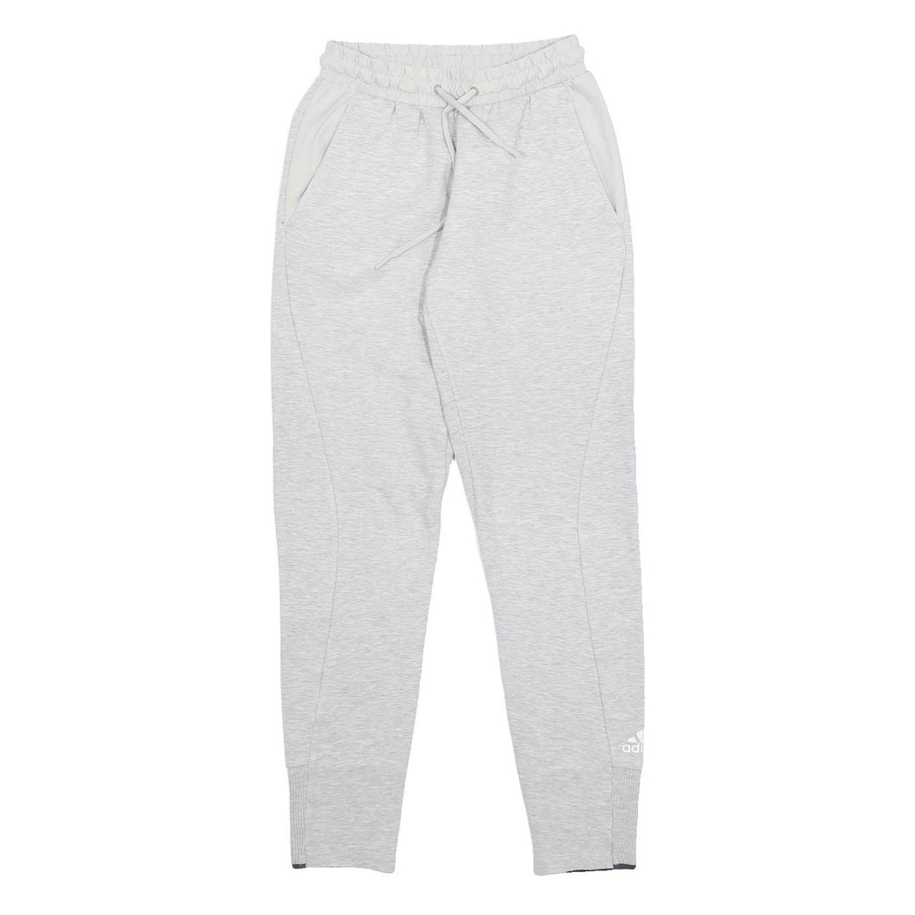 ADIDAS Womens Joggers Light Grey XS W24 L28 Slim Tapered Cotton Blend Drawstring