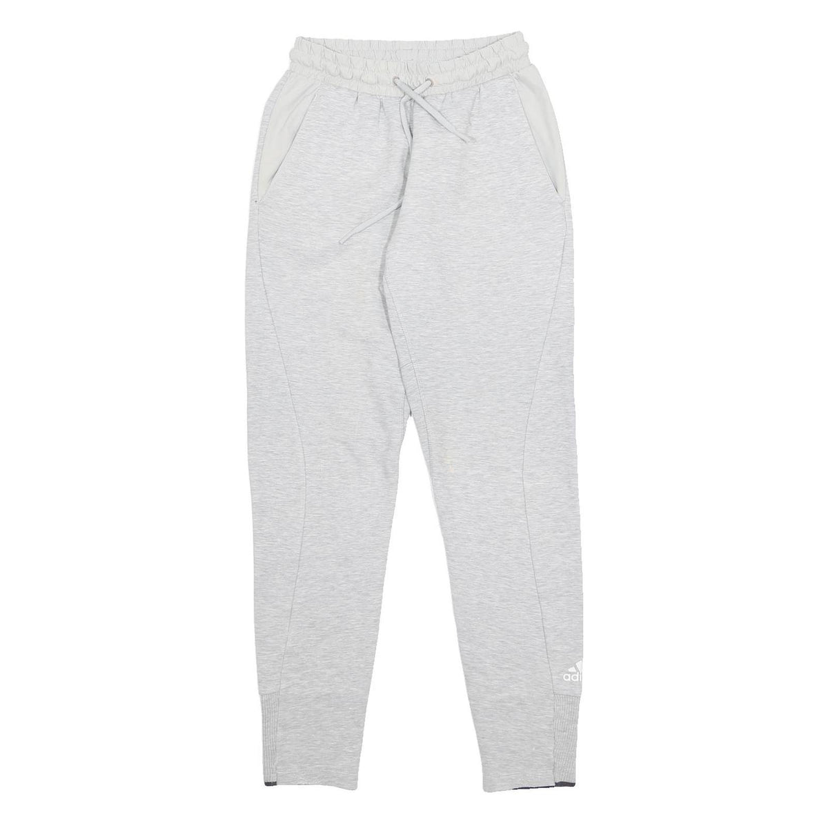 ADIDAS Womens Joggers Light Grey XS W24 L28 Slim Tapered Cotton Blend Drawstring