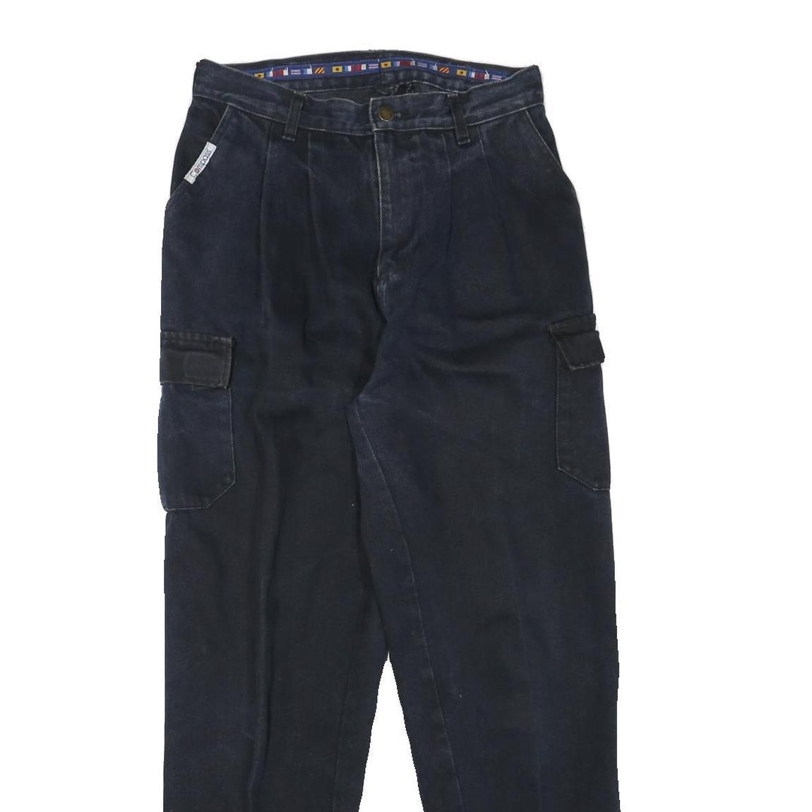 COMPASS Womens Cotton Blend Navy Blue Relaxed Straight Trousers W29 L28 Casual