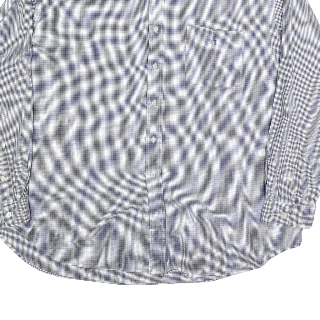 RALPH LAUREN Mens Blue & White Checked Shirt 2XL Button-Down Long Sleeve Cotton