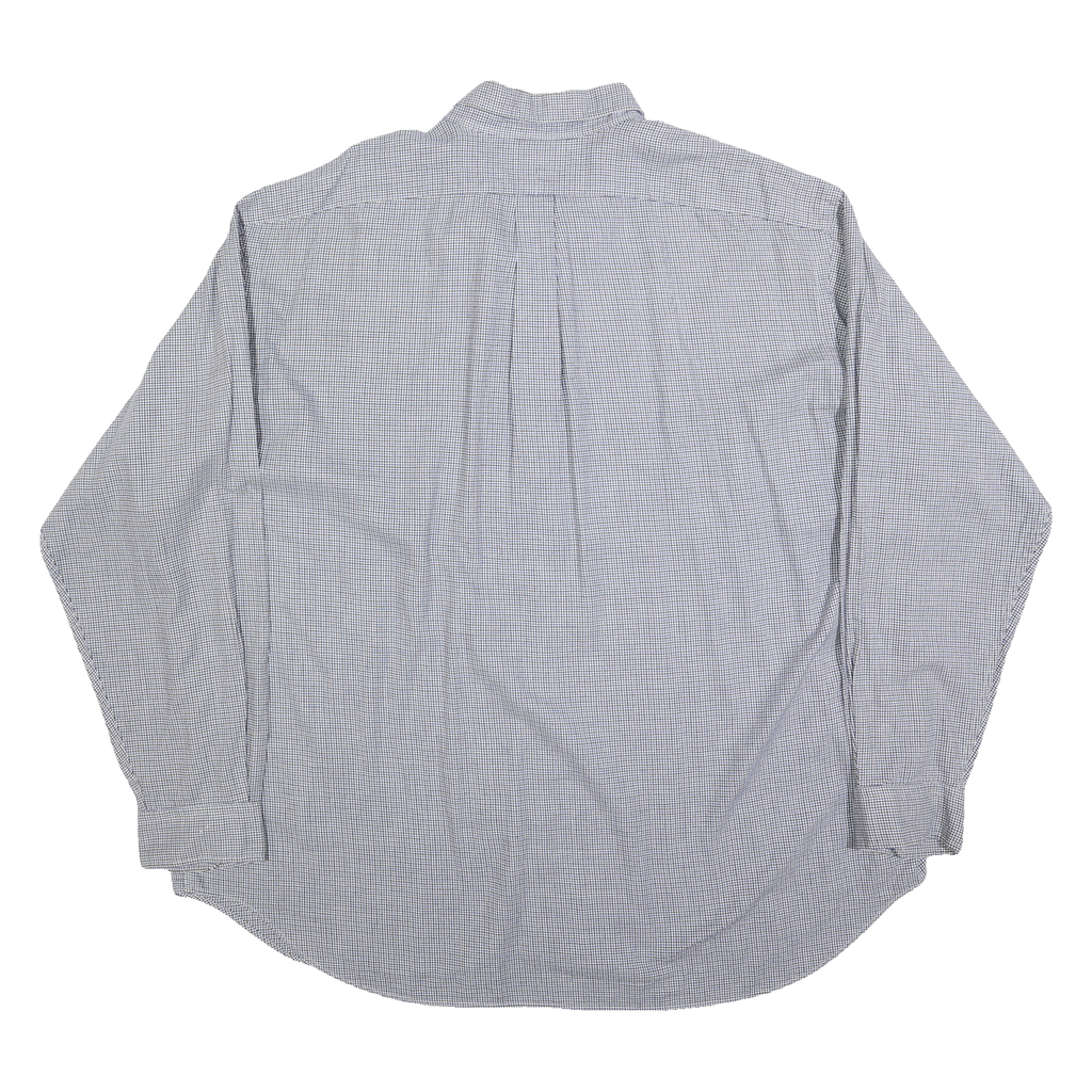 RALPH LAUREN Mens Blue & White Checked Shirt 2XL Button-Down Long Sleeve Cotton