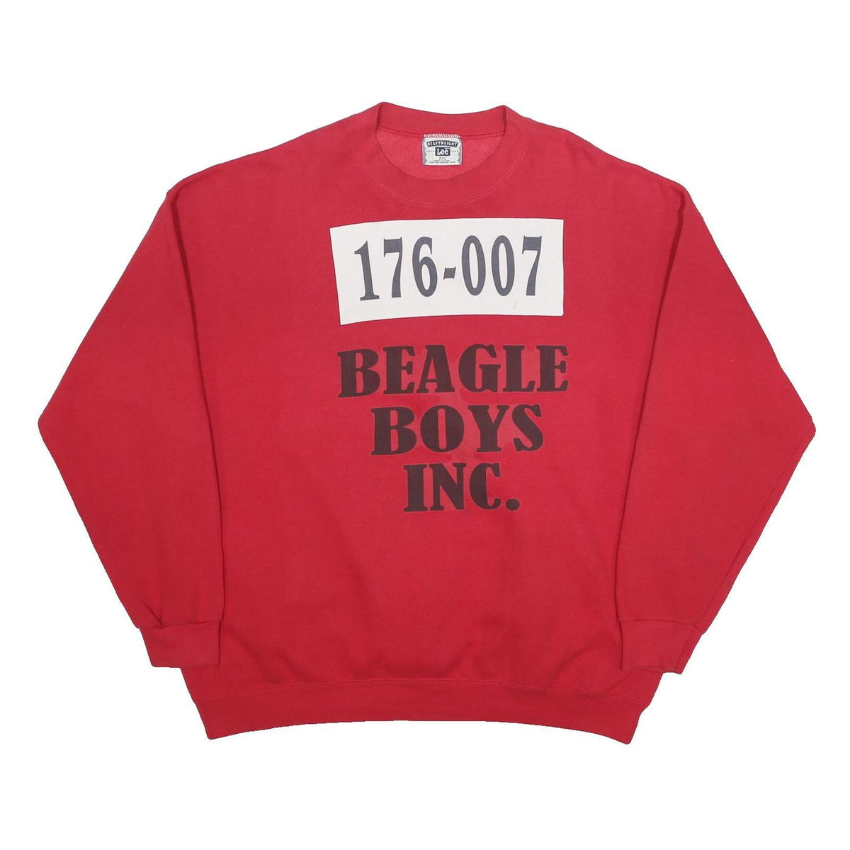 LEE Mens Red Beagle Boys Inc. Crew Neck 2XL Cotton Blend Sweatshirt