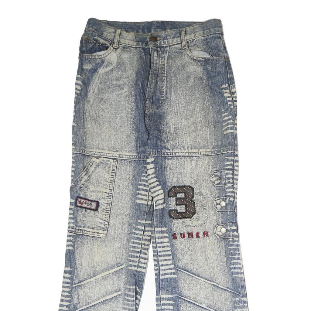 MANDISI Womens Blue Regular Fit Straight Denim Stone Wash Jeans W26 L27 Summer