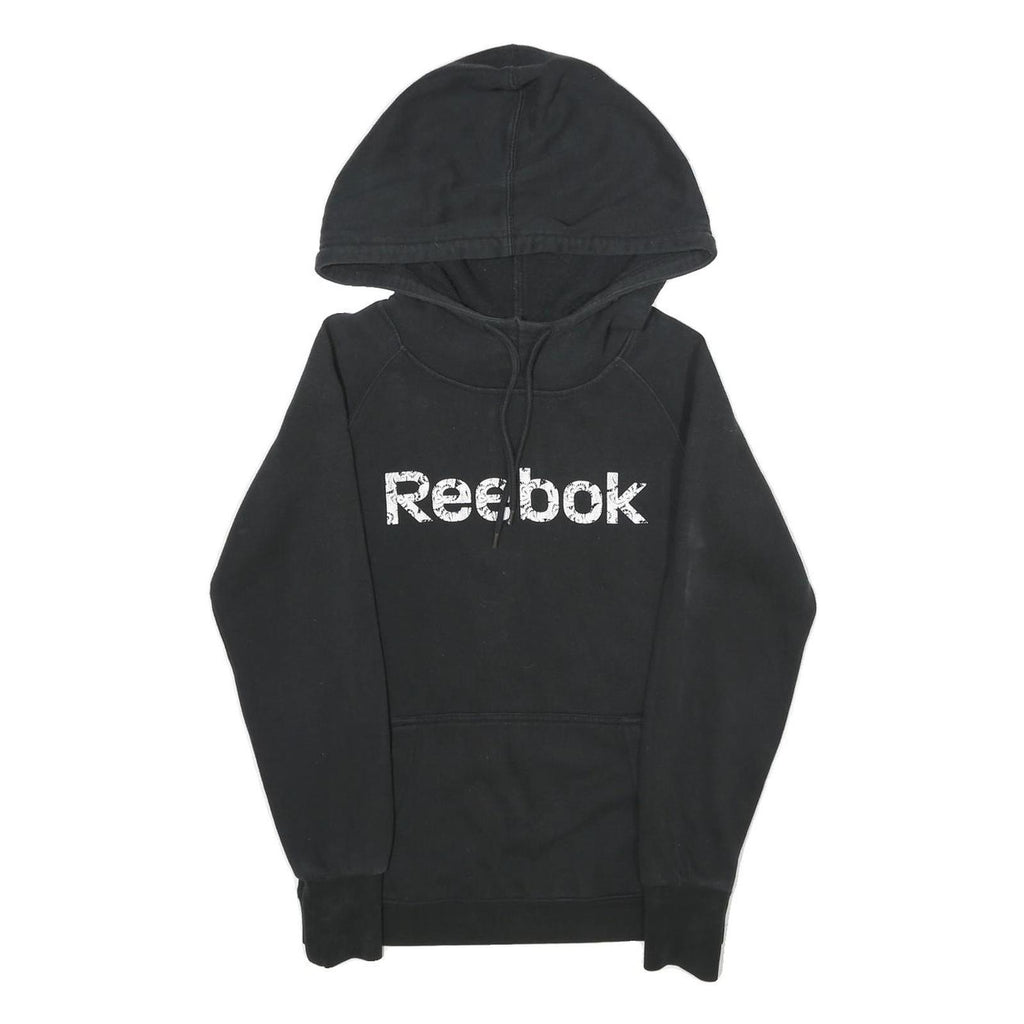 REEBOK Womens Black Hoodie S Cotton Blend Pullover Casual Sportswear